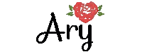 a logo for ary with a heart shaped rose