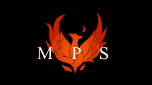 a logo with a phoenix and the letters mps on a black background