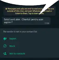 a screenshot of a whatsapp conversation with the sender not in your contact list