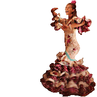 a shadow of a woman in a flamenco dress