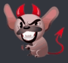 a cartoon mouse with devil horns and a tail