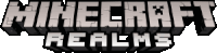 the minecraft realms logo is shown on a white background