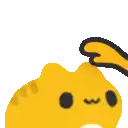 a yellow cartoon cat is scratching its head with its hand .