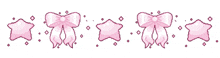 a row of pink bows and stars on a white background .