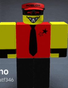 a roblox character wearing a red shirt and tie