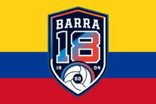 a logo for barra 18 with a volleyball in the middle