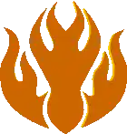 a cartoon drawing of a fire flame on a white background .