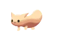 a pixel art of a cat with black eyes