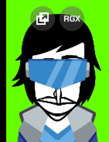 a cartoon of a man wearing a virtual reality headset with the word rgx on the top