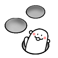 a cartoon drawing of a ghost with two circles in the background .