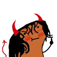 a cartoon drawing of a devil with horns and a tail
