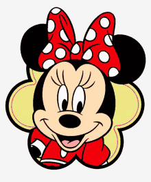 a cartoon of minnie mouse wearing a red bow