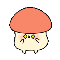 a cartoon drawing of a mushroom with a red top