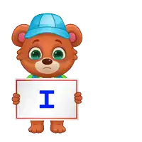 a teddy bear wearing a blue hat is holding a sign that says " you miss "