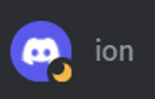 a discord logo with a crescent moon and the word ion below it