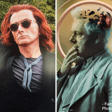 a man with red hair and sunglasses is next to a man with white hair