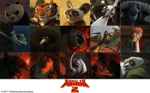 a poster for kung fu panda 2 features a collage of characters