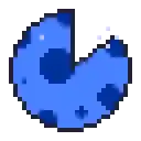 a pixel art drawing of a blue circle with a cross in the middle