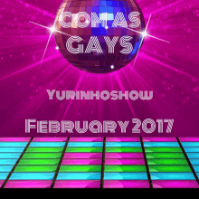 a disco ball with the words com as gays yurinhoshow february 2017 on it