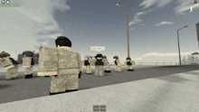 a group of soldiers are standing on a street and one of them says only now