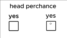 a black and white sign that says head perchance yes