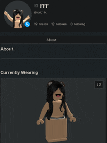 a screenshot of a person 's profile and their currently wearing item