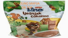 a bag of lino lješnjak cokolino with a cartoon bear on it