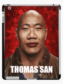 a tablet case with a picture of thomas san