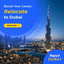 an advertisement for rapyd dubai with a picture of a city