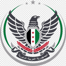 a shield with a bird on it and the words " the republic of syria " on the bottom