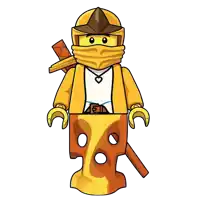 a lego figure with a sword and a ninja mask