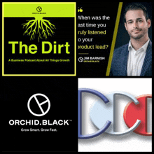 a collage of four logos including the dirt orchid black and cci