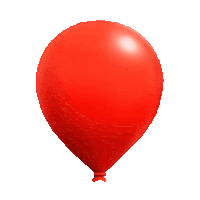 a red balloon is floating in the air