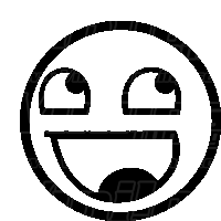 a black and white image of a smiling face