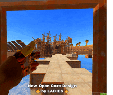 a screenshot of a video game with the words " new open core design by ladies "