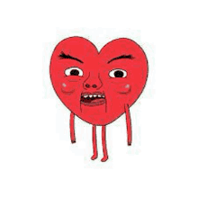 a cartoon illustration of a heart with a face and legs .