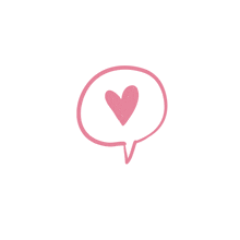 a pink speech bubble with a heart in it