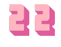 the number 22 is displayed in pink against a white background