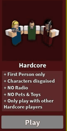 a screenshot of a game that says hardcore on it