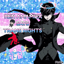 ren amamiya says trans rights with a picture of a man