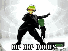 a cartoon of a man dancing with the words hip hop bodies