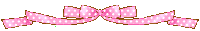 a pixel art of a pink polka dot ribbon with a bow .