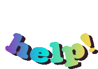 a colorful graphic that says help on a white background