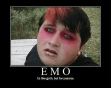 a picture of a person with emo makeup and piercings on their face