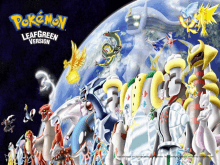 a poster for pokemon leafgreen version with a bunch of monsters