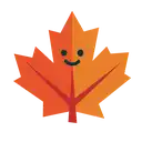 a maple leaf with a smiley face on it .