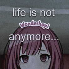 a picture of a girl with the words " life is not wonderhoy anymore " on it