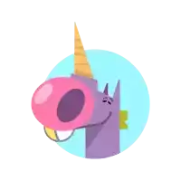 an illustration of a unicorn blowing a pink bubble gum