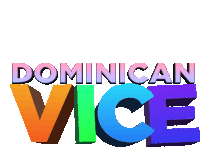 a colorful logo for dominican vice is displayed on a white background