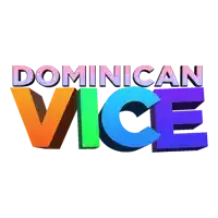 a colorful logo for dominican vice is displayed on a white background